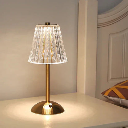 Luxurious Glass Table Lamp with Sparkling Crystal Shade