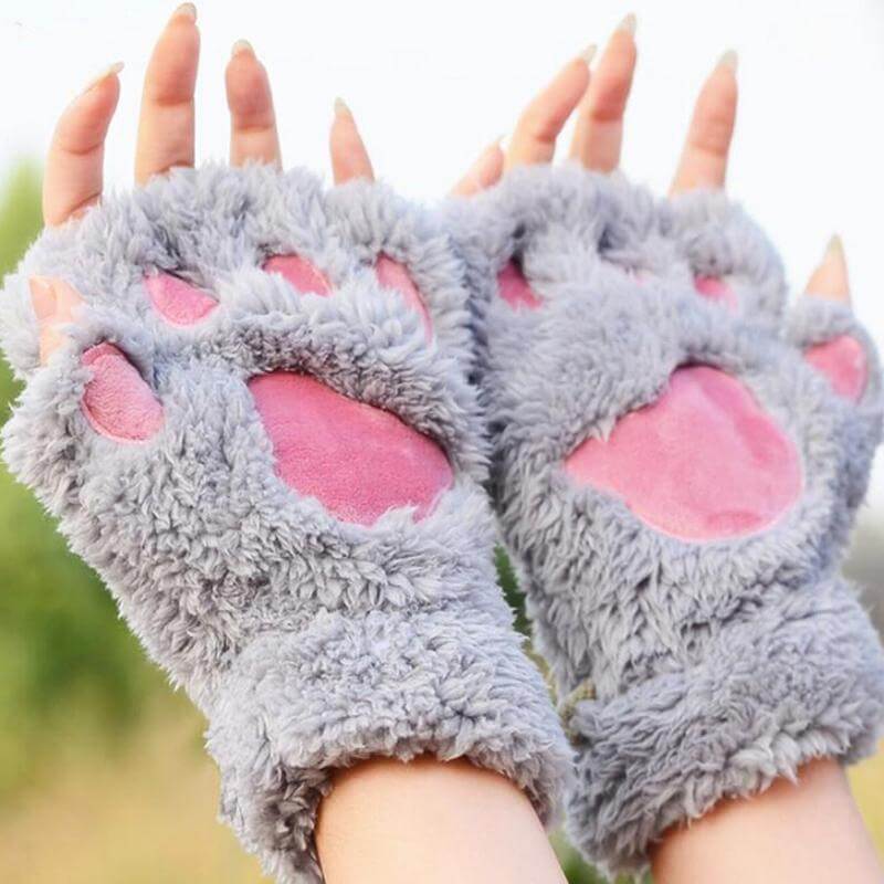 Warm Women's Touchscreen Bear Claw Gloves - Pexav