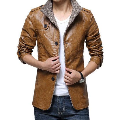 Waterproof Mens Leather Trench Coat Jacket