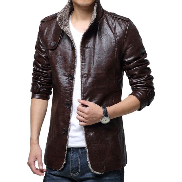 Waterproof Mens Leather Trench Coat Jacket
