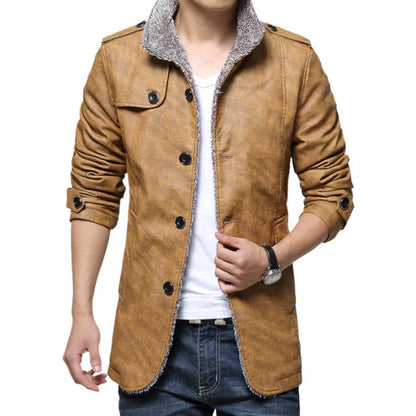 Waterproof Mens Leather Trench Coat Jacket