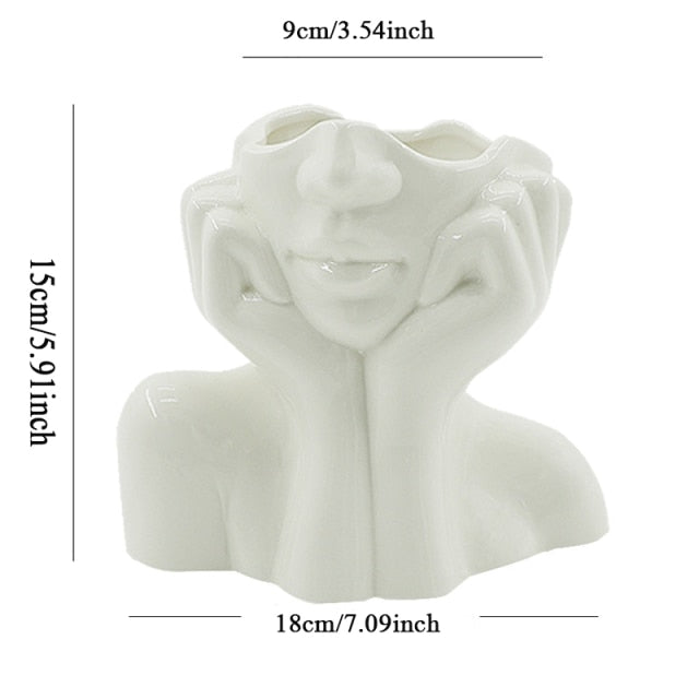Unique Artistic Face Shaped Ceramic Vase