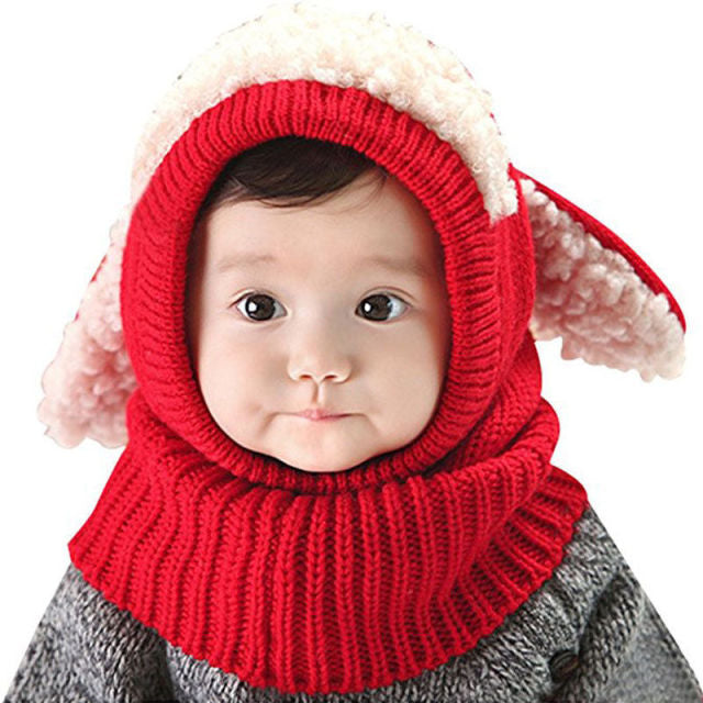 Warm Infant Hooded Scarf Hats