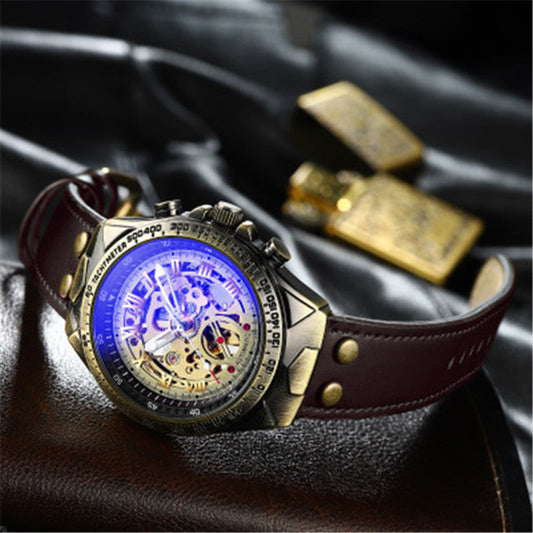 Vintage Industrial Style Leather Mens Watch - Pexav