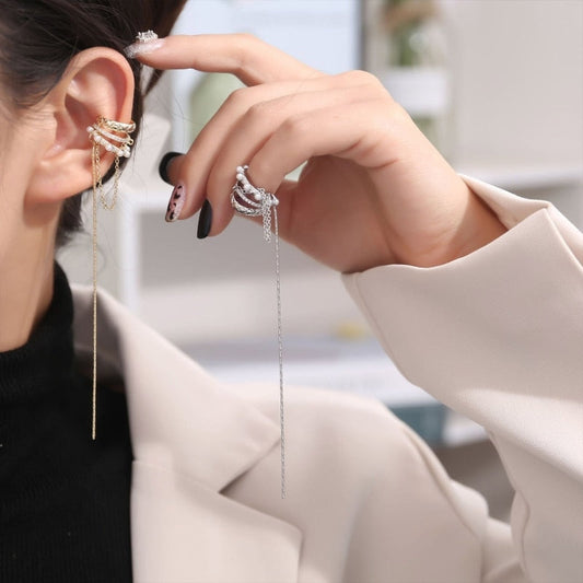 Chic Drop No Piercing Chain Earrings - Pexav