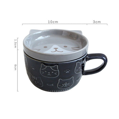 Adorable Kitty Ceramic Coffee Mug with Lid