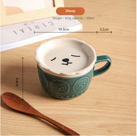 Adorable Kitty Ceramic Coffee Mug with Lid