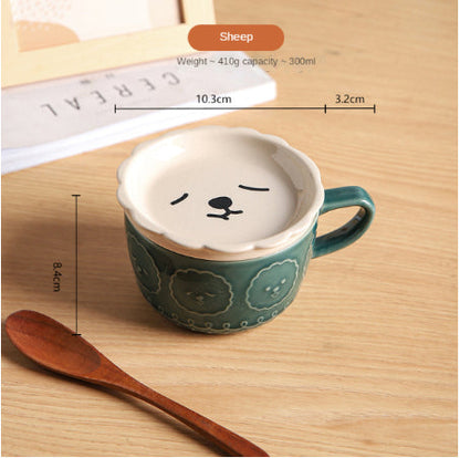 Adorable Kitty Ceramic Coffee Mug with Lid