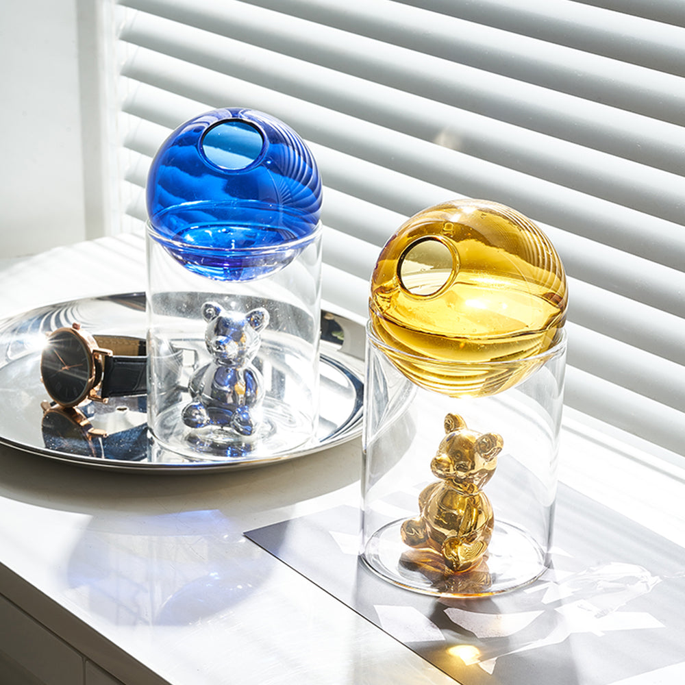 Clear Round Glass Mini Indoor Planter Vase - Pexav