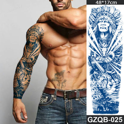 Traditional Full Sleeve Fake Temporary Tattoo