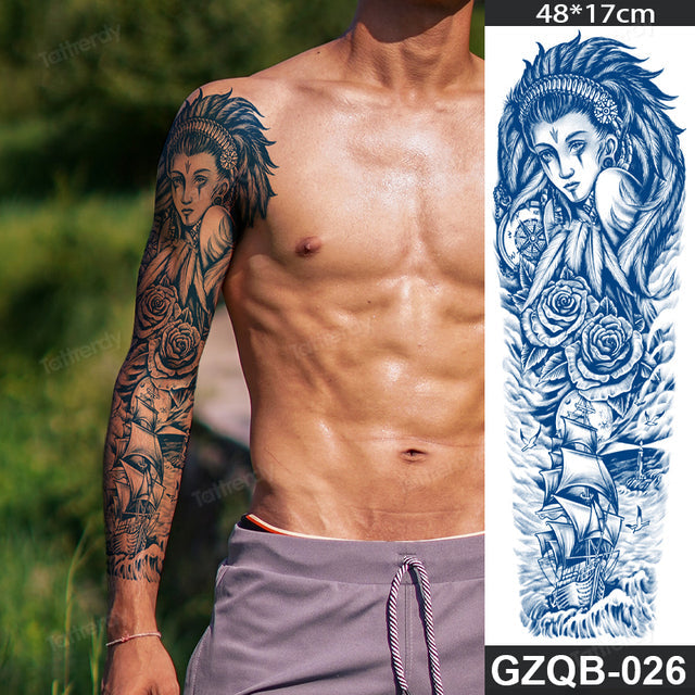 Traditional Full Sleeve Fake Temporary Tattoo