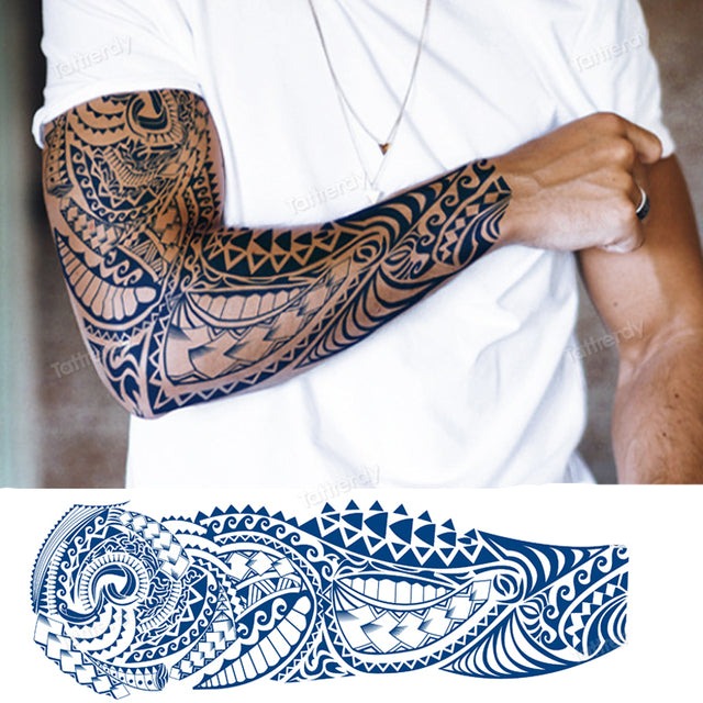 Traditional Full Sleeve Fake Temporary Tattoo - Pexav