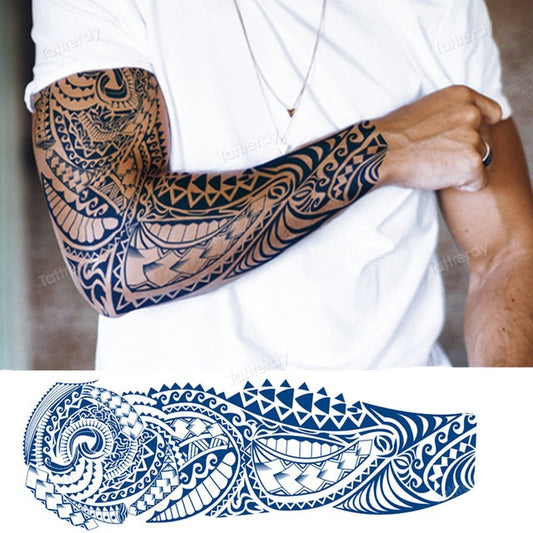 Traditional Full Sleeve Fake Temporary Tattoo - Pexav