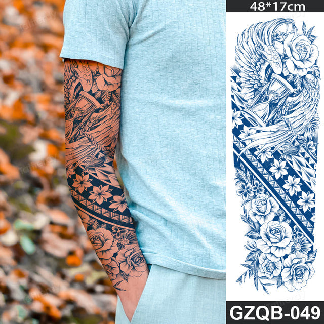 Traditional Full Sleeve Fake Temporary Tattoo