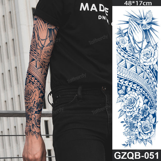Traditional Full Sleeve Fake Temporary Tattoo