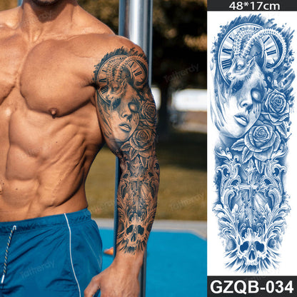 Traditional Full Sleeve Fake Temporary Tattoo