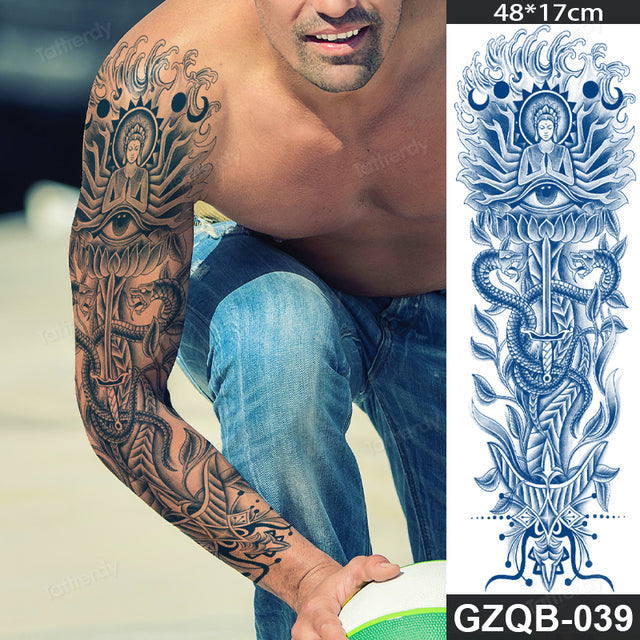 Traditional Full Sleeve Fake Temporary Tattoo