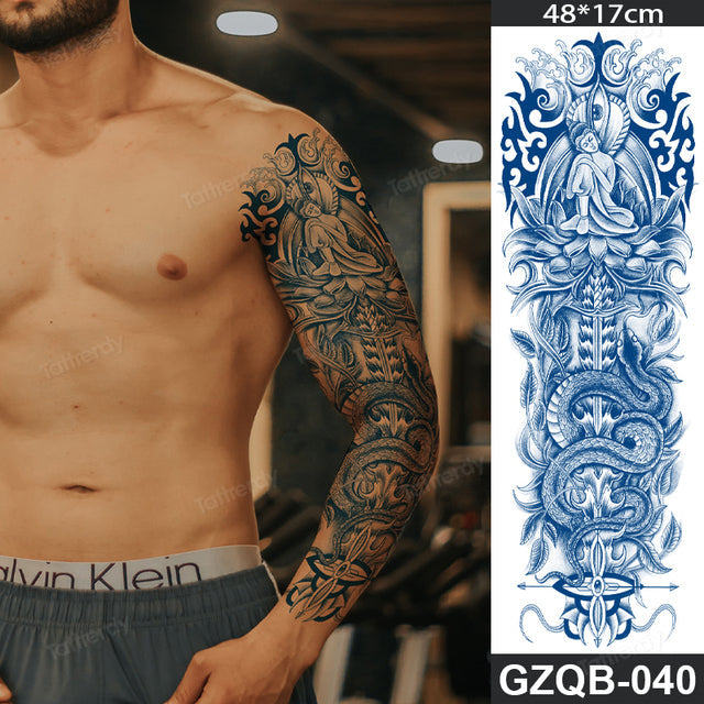 Traditional Full Sleeve Fake Temporary Tattoo