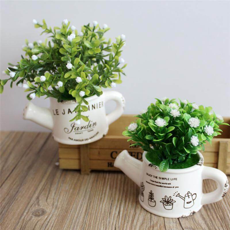 Silk Floral Arrangement in White Ceramic Vase - Pexav