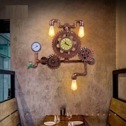 Rustic Wooden Iron Wall Light Fixture Lamp - Pexav