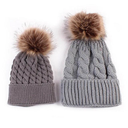 2 Pack Cute Mother Daughter Winter Knit Hats