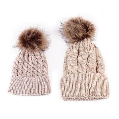 2 Pack Cute Mother Daughter Winter Knit Hats