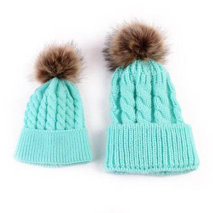 2 Pack Cute Mother Daughter Winter Knit Hats