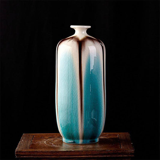 Traditional Chinese Style Crackled Ceramic Vase - Pexav