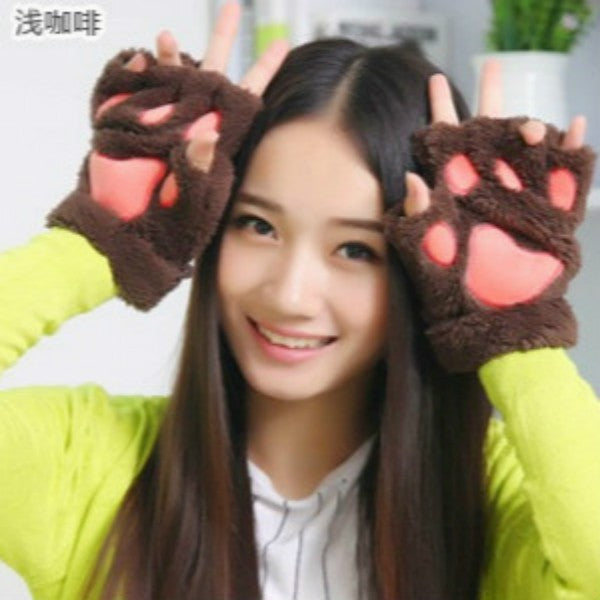 Warm Women's Touchscreen Bear Claw Gloves