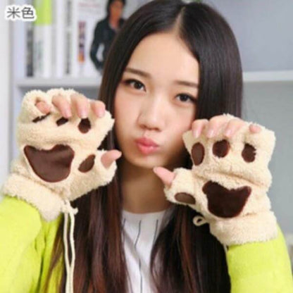 Warm Women's Touchscreen Bear Claw Gloves