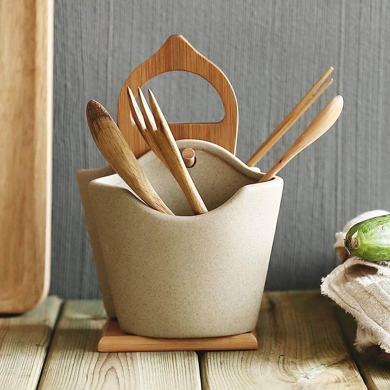 2pcs Asian Ceramic Utensil Holder - Pexav