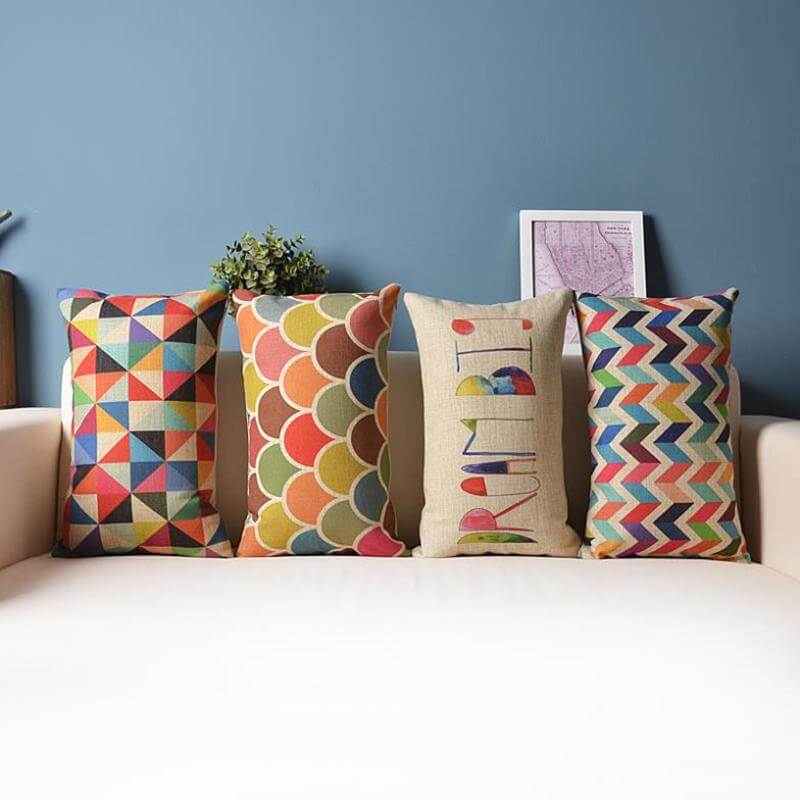 Vibrant Geometric Throw Pillow Cover - Pexav