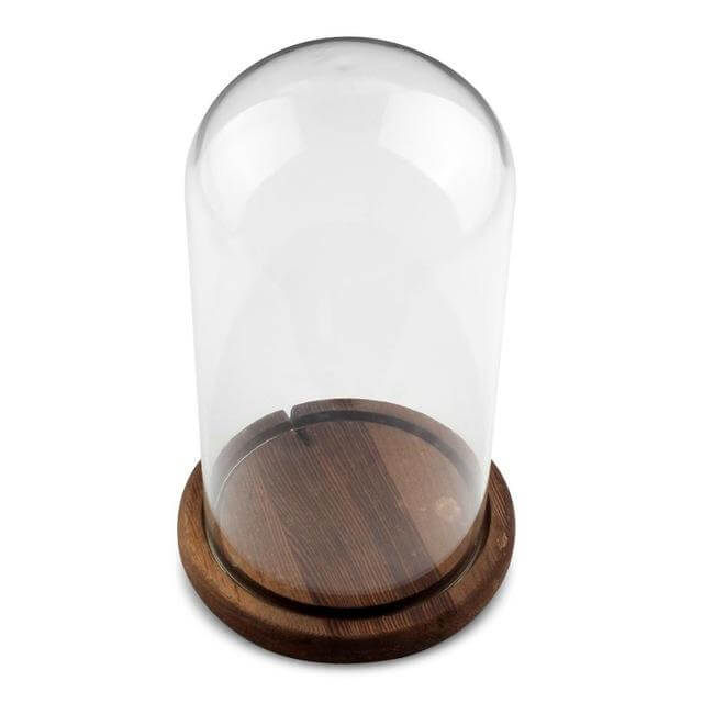 Festive Glass Dome Ornament Display with Wood Base