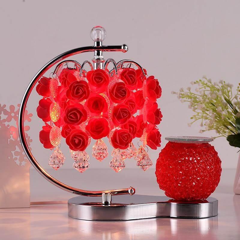 Floral Desk Lamp with Essential Oil Tray - Pexav