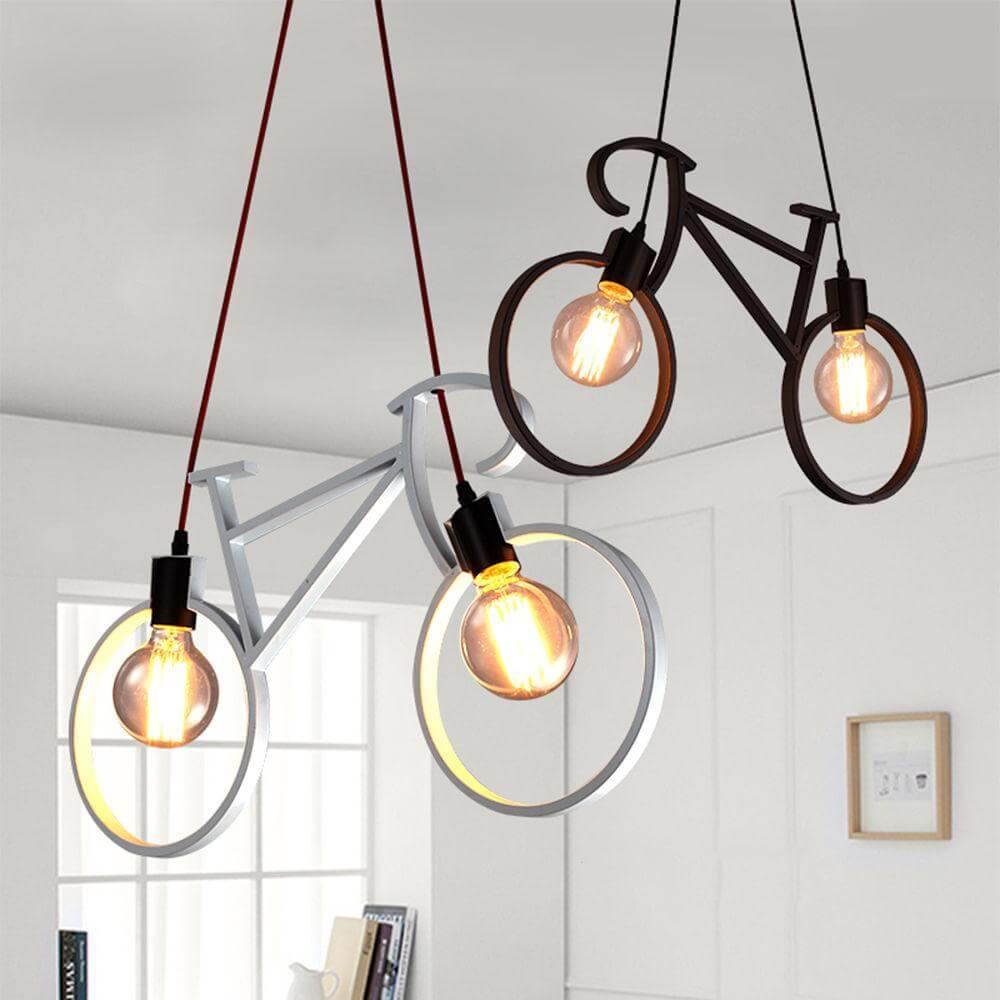Rustic Bike Wheel Pendant Light Fixture Lamp - Pexav