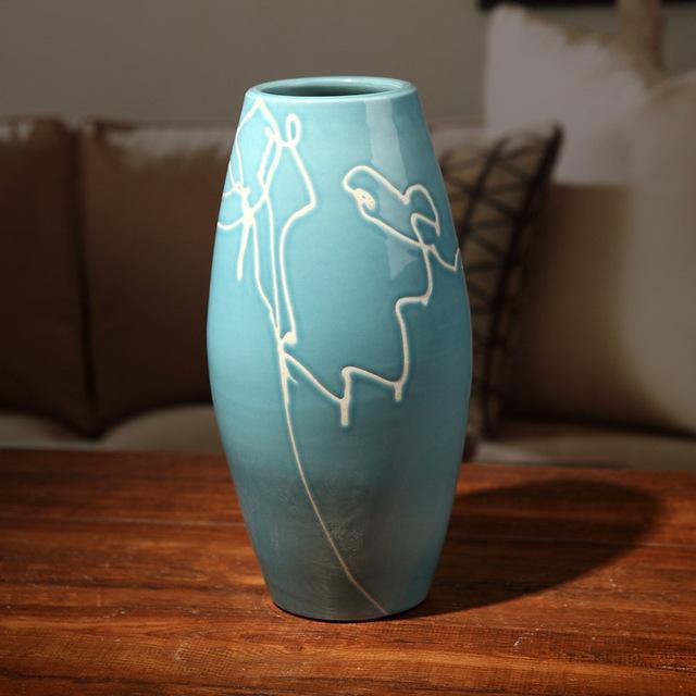 Stylish Home Decor White Blue Ceramic Vase
