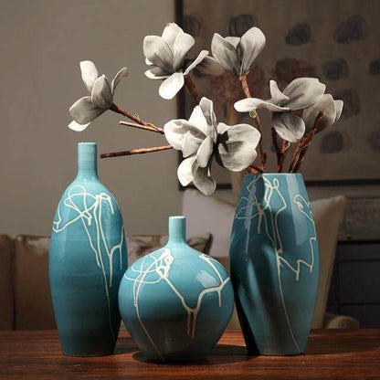 Stylish Home Decor White Blue Ceramic Vase