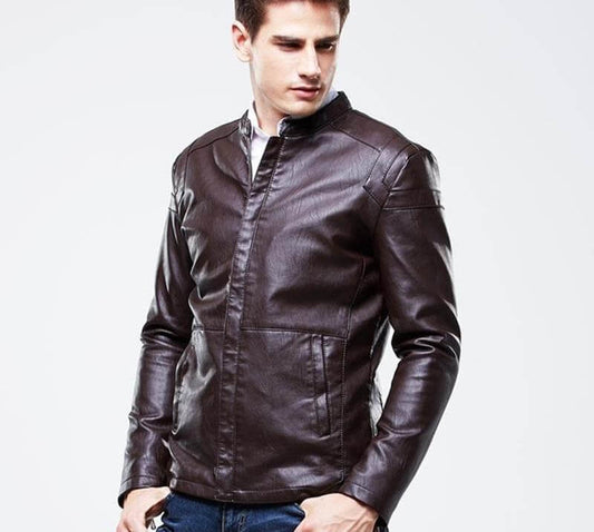 Premium Faux Leather Men's Biker Jacket - Pexav