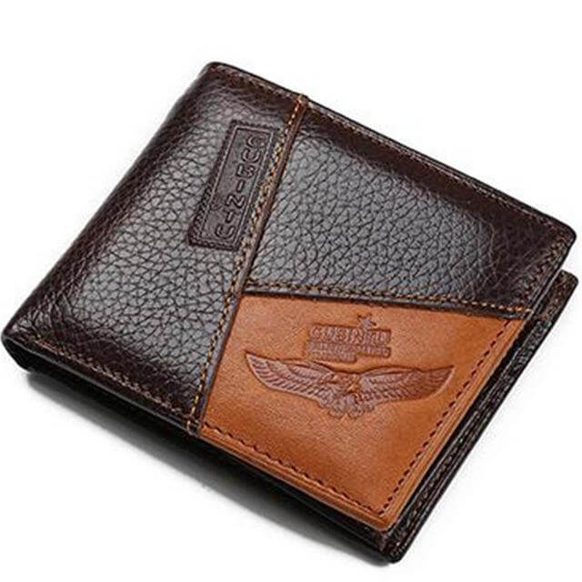 Real Leather Mens Wallet with Zippered Coin Pouch