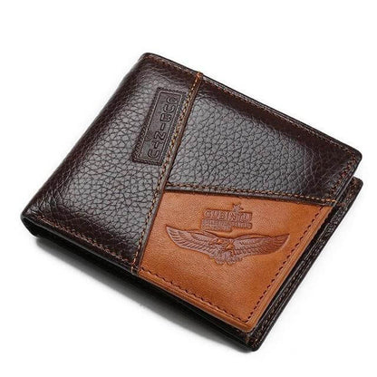 Real Leather Mens Wallet with Zippered Coin Pouch