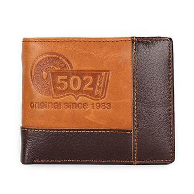 Real Leather Mens Wallet with Zippered Coin Pouch