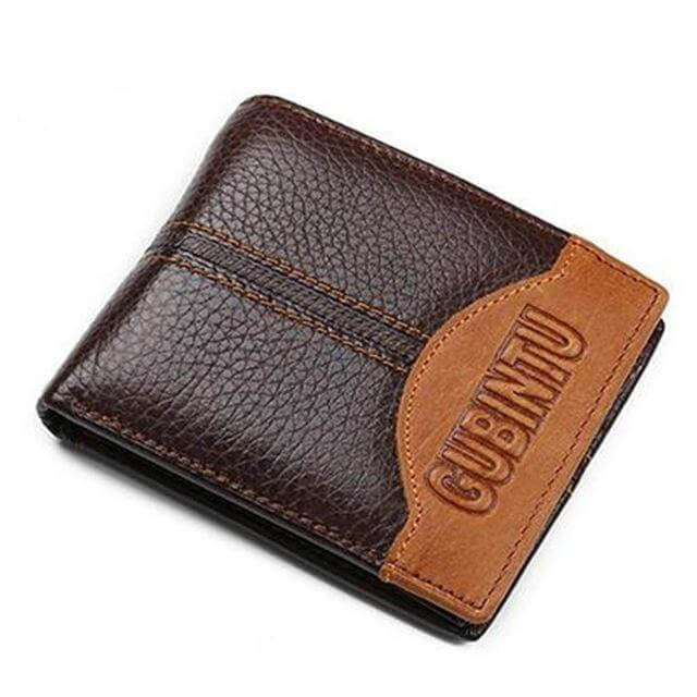 Real Leather Mens Wallet with Zippered Coin Pouch