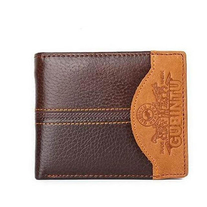 Real Leather Mens Wallet with Zippered Coin Pouch