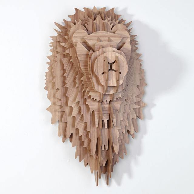 Carved Wooden Lion Wall Art