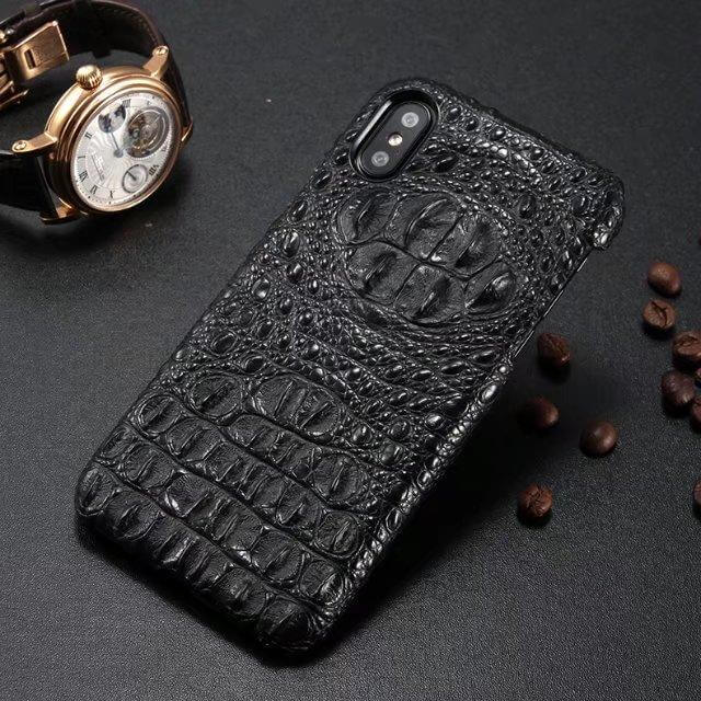 Vibrant Leather iPhone X Case with Crocodile Print