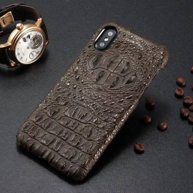 Vibrant Leather iPhone X Case with Crocodile Print