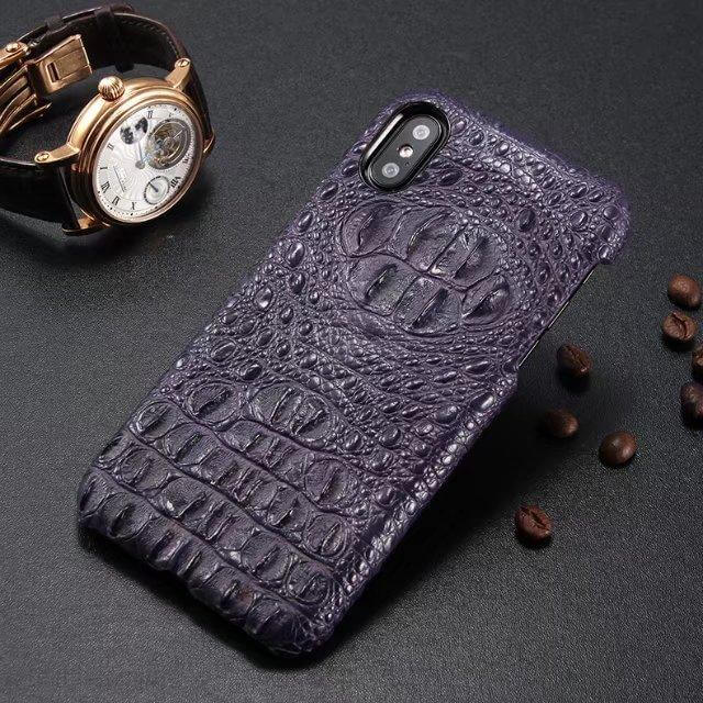 Vibrant Leather iPhone X Case with Crocodile Print
