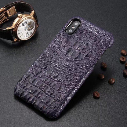 Vibrant Leather iPhone X Case with Crocodile Print