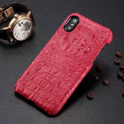Vibrant Leather iPhone X Case with Crocodile Print