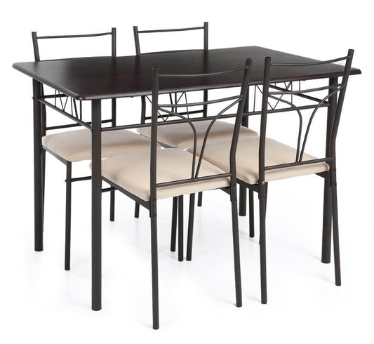 5PCS Contemporary Steel Dining Table and Chairs Set - Pexav